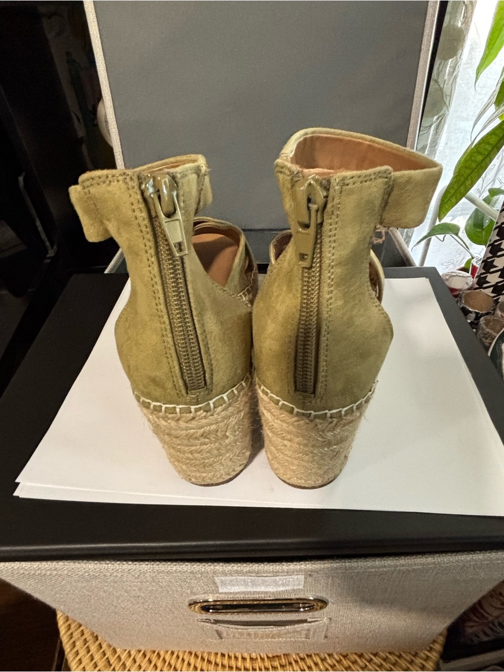 Olive Suede Ankle-Strap Espadrille Sandals - Picture 4 of 4
